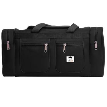 Imagem de Bolsa de Viagem Grande, Preta, Multi-Compartimentos com Zíperes, Alças Resistentes Mala de Mão Viagem Avião Nylon