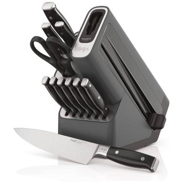 Imagem de Conjunto de Facas com Afiador Embutido e Bloco de Bancada 12 Peças, NINJA K32012, Preto