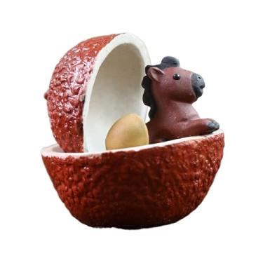 Imagem de XLWLLNJ Minifigura de Mascote de Chá, Presente Fofo para Festa, Estátua de Cavalo de Resistente, Ornamento para Feriados, Sala de Chá, Amigos, Mesa, An, Vermelho, Tamanho real