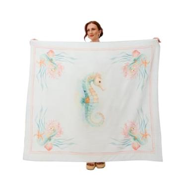 Imagem de Pareô Canga de Praia com Estampa de Cavalo Marinho, Tecido Toque de Seda, Secagem Rápida, Estampa Exclusiva