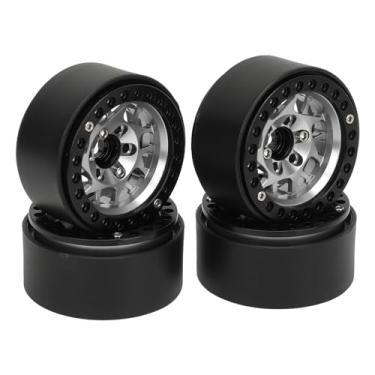 Imagem de Luocute Jantes de Esteira RC de 4 Unidades, Jantes de Roda Beadlock de Liga de Alumínio Universal de 1,9 pol. para Axial SCX10 SCX10 II III Redcat GEN8 Com Design Leve (SILVER)
