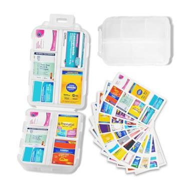 Imagem de Organizador de comprimidos com etiquetas de medicamentos, caixa de comprimidos de viagem, estojo pequeno para uso diário, organizador de comprimidos de 7 dias para suplementos de óleo de peixe