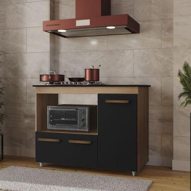 Imagem de Balcão Dália Para Cooktop 4 Bocas 3 Portas Cozinha MB1 120cm - Amarena