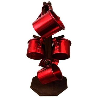 Imagem de Suporte 6 Canecas De Café Alumínio Vermelha Brilhante - Retrofenna Dec