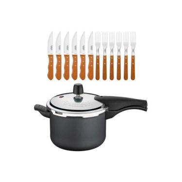 Imagem de Panela De Pressão 4,5L + 1 Jogo Churrasco 12Peças Tramontina