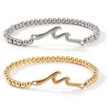 Imagem de SHINUS BOHO Pulseiras de Dia dos Namorados combinando para casais, pulseira de ouro delicado com nó de amor, corrente banhada a ouro 14 K, joias de relacionamento, presentes de amizade, 7.0, Sem Pedra