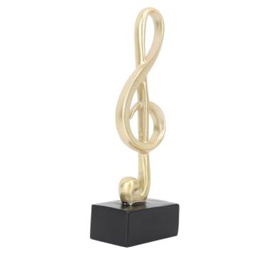 Imagem de GLOGLOW Caixas e Estatuetas Musicais Estatueta de Nota Musical de Resina, Artesanato Requintado, Estátua Musical Dourada para Decoração de Mesa de Escritório Doméstico, Lembranças de Piano Nan