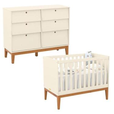 Imagem de Berço Americano e Cômoda 6 Gavetas Unique Off White Eco Wood - Matic -