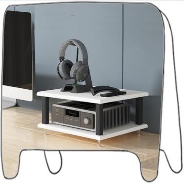 Imagem de Armário de armazenamento AV 2, 3, 4 camadas, suporte para leitor de CD, torre de áudio, prateleiras de madeira, centro de mídia de canto doméstico (nogueira clara, 4 camadas/40 x 35 x 55 cm)