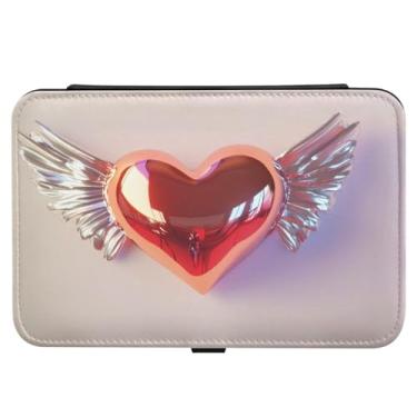 Imagem de Burbuja Caixa de joias de viagem com coração de dia dos namorados para mulheres e meninas, organizador de joias portátil de couro sintético para brincos, anéis, colares e pulseiras