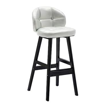 Imagem de Banquetas de bar com apoio para os pés cadeiras de bar de cozinha de couro PU vintage banquinho de bar de madeira cadeiras de jantar para café da manhã em casa - Conjunto de 2