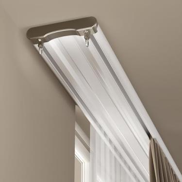 Imagem de Sistema de cortina de teto de trilho duplo resistente, divisórias ajustáveis de 4 a 40 pés, ideal para sala de estar, quarto, hospital - trilho de trilho de 396 cm