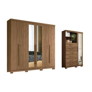 Imagem de Quarto Completo Modu +Cômoda QC354 Jatobá - Santos Andirá