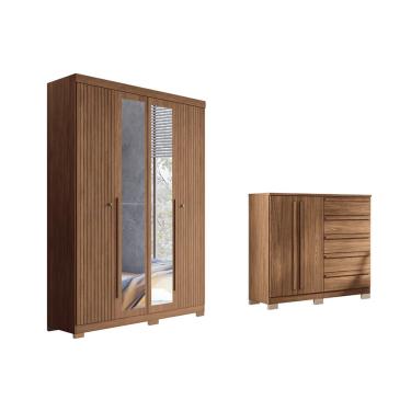 Imagem de Quarto Completo Modu +Cômoda QC306 Jatobá - Santos Andirá