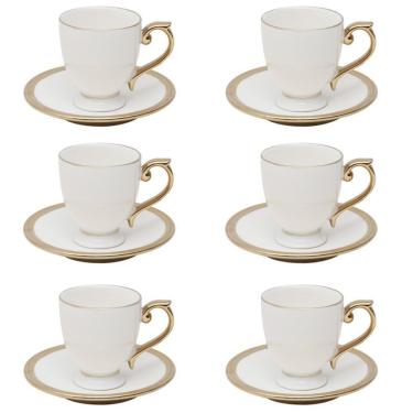 Imagem de Conjunto 06 Xícaras De Chá De Porcelana Paddy Branco 200ml Wolff