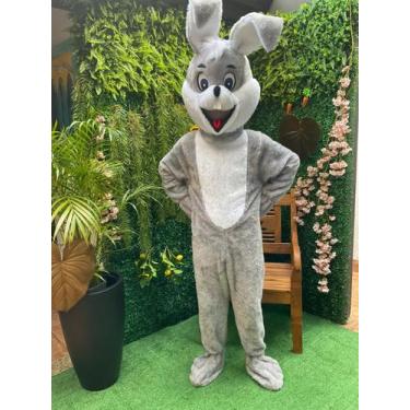Imagem de Fantasia Coelho Da Pascoa Pelucia Mascote Adulto - Fantasia Bras, Cinz