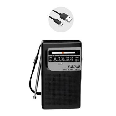 Imagem de Mini Rádio De Bolso FM/AM/P2 de 2 Bandas Retrô Vertical Pocket Kapbom 