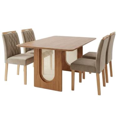 Imagem de Mesa de Jantar Valentina 4 Lugares Tampo em MDF com Cadeiras Estofadas Suede 130cm X 80...