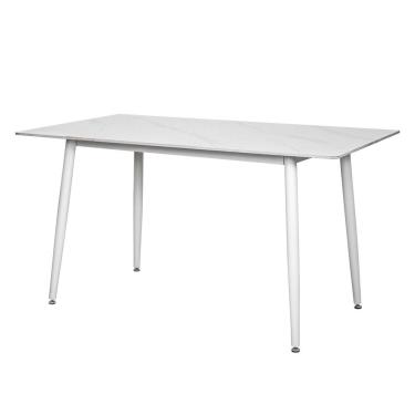 Imagem de Mesa de Jantar Polar 4 Lugares Retangular Tampo Cerâmica 140cm Branco Waw Design