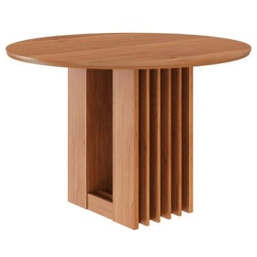 Imagem de Mesa de Jantar Ariela 4 Lugares Redonda Tampo MDF 109x109cm Cinamomo Marrom Milani Move...