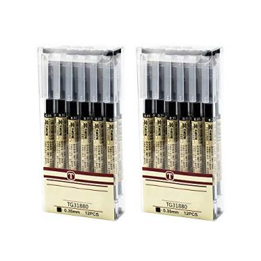 Imagem de Canetas esferográficas AUHOKY extra-finas, preta, 0.35 mm, ponta de secagem rápida, 24 unidades