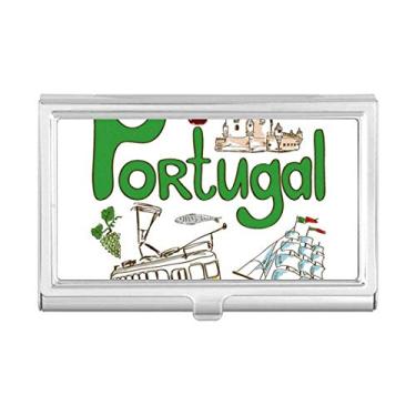 Imagem de Porta-cartões de visita com estampa de marco nacional de Portugal