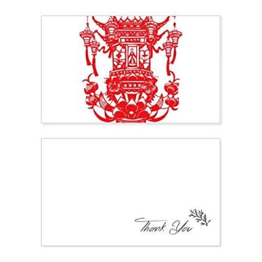 Imagem de Lanterna chinesa vermelha padrão lótus cartão de agradecimento aniversário aniversário comemoração casamento agradecimento