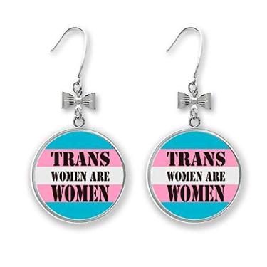 Imagem de Brinco Trans Woman Support LGBT com laço transgênero e gancho perfurado