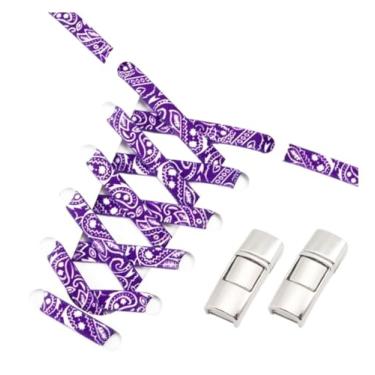 Imagem de Metal Lock Lazy People Shoelace Mix And Match Colors Outdoor Sport Elastic Shoelaces Children Adult Shoe Accessories(Purple white)