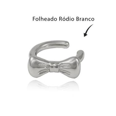 Imagem de Brinco Piercing Fake Laço Liso Folheado Ródio Branco - 32 -, UNICO