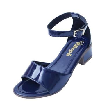 Imagem de Sandalia Infantil Menina  Salto Grosso Confortável  Brilho Verniz - Kl