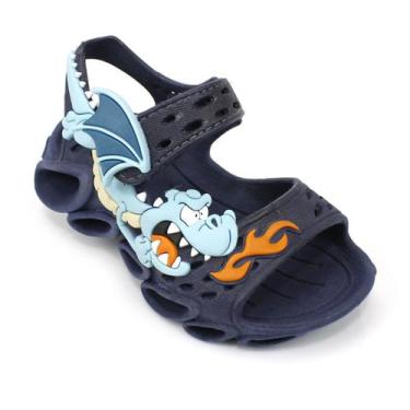 Imagem de Sandalia Papete Infantil Plugt Menino Dragão Preto, 22/23, Preto