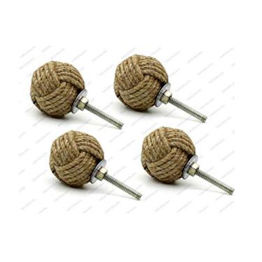 Imagem de Puxadores e puxadores de porta de corda 5MoonSun5's de juta e corda/puxadores e puxadores de alça para armários, armários e armários/decoração de hardware náutico, 35 mm, Pack of 4