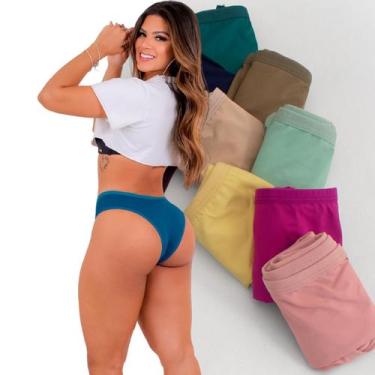 Imagem de kit 6 calcinhas adulto feminino de microfibra feminina m g gg atacado 