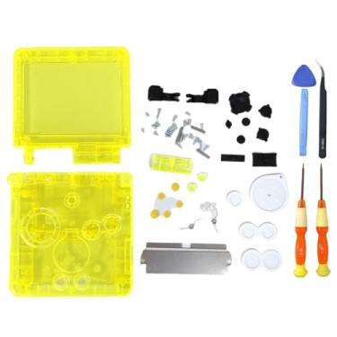 Imagem de Hzxkqmil Replacement Full Shell Housing Case for Game Boy Advance SP GBA SP Console, High Quality Transparent Cover with Buttons Screws Kit + Screwdrivers Repair Parts (Clear Yellow)