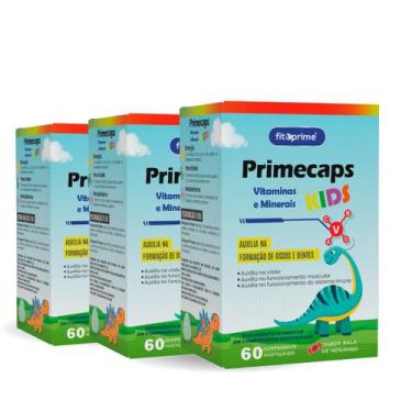 Imagem de Kit 3 Polivitamínico Vitaminas e Minerais Kids Primecaps 60 Comprimido