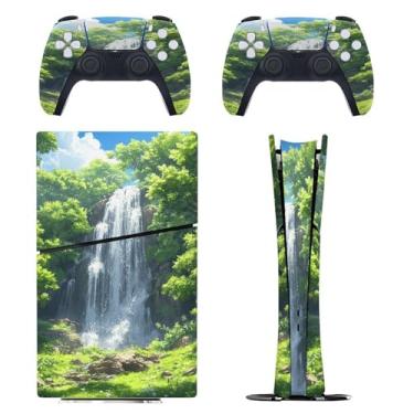 Imagem de Skin for PS5 Slim Digital Edition, capa adesiva para console e controle PlayStation 5, película protetora removível fácil de envolver acessórios para jogos, decalque capa completa - Cachoeira
