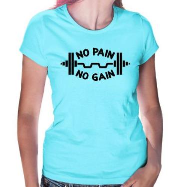 Imagem de Baby Look No Pain No Gain - Foca na Moda, Azul claro, M