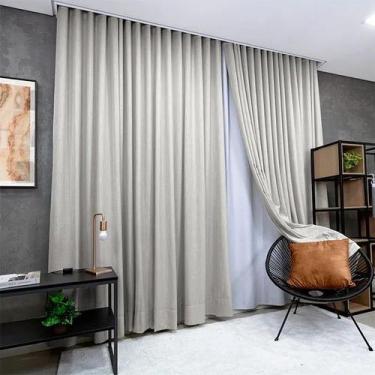 Imagem de Cortina Gaze De Linho Com Blackout 5,00x2,60 Trilho Suiço Duplo - Baro