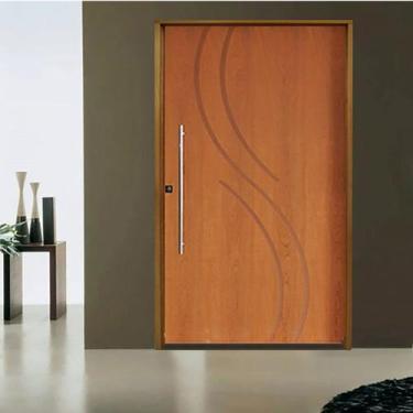 Imagem de Kit Porta de Madeira Pivotante 210x140cm Batente 14cm Fechadura 803 Ro