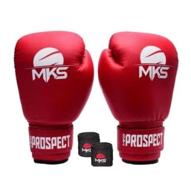 Imagem de Kit Luva Boxe Muay Thai Prospect Vermelha Homologada 16oz + Bandagem M