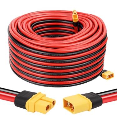 Imagem de MOOKEERF Cabo de extensão XT60 10AWG 10AWG 1,8 m XT60 para XT60 com conector macho para fêmea para estação de energia portátil painel solar bateria RC