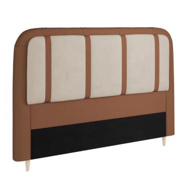 Imagem de Cabeceira Para Cama Box Queen Dobuê Leon Com Revestimento Caramelo-bege
