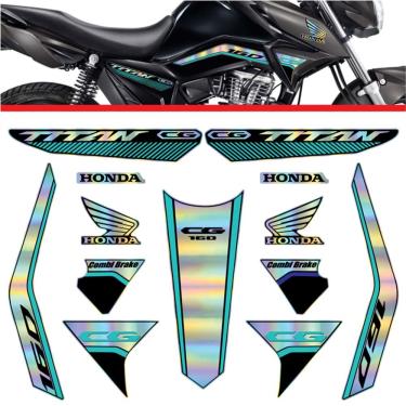 Imagem de Cópia - Kit Carenagem Holográfico Honda Cg Titan 160 Anos 2023 2024 Verde Claro Verde Claro