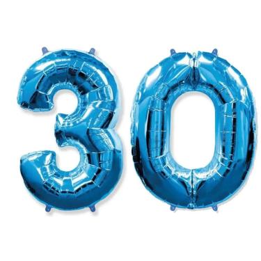 Imagem de Balão Metalizado Número 30 Azul - 1 Metro