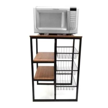 Imagem de Fruteira Chão Cozinha 3 Cestos Removíveis Para Microondas Forno e Bebe