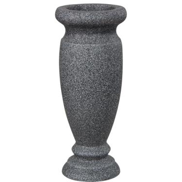 Imagem de Vaso de flores de cemitério de resina, porta-flores em memorial para mesa doméstica, flores artificiais ou frescas, decorações de túmulos de cemitério, sem orifícios de drenagem (1 peça, cinza)