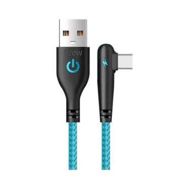 Imagem de Cabo USB Tipo C 90 Graus com Carregamento Rápido 120W - Compatível com