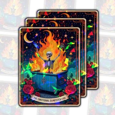 Imagem de (3 peças) Adesivo The Emotional Dumpster Fire Tarot Sticker, This Little Light of Mine Dumpster Fire Sticker, Presentes de Suporte Emocional - Adesivos para Laptop Garrafa de Água Telefone Carro