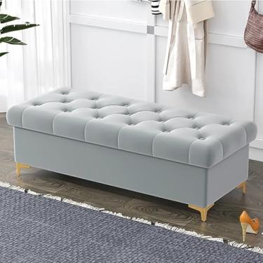 Imagem de Banquetas, Luxuoso Ottoma Bech Com Armazenamento, Armazenamento Estofado De Veludo Bech Ed De Cama Bech, Moder Armazenamento De Baú Ottoma Bech Para Quarto Livig Room, B, 100x40x40cm(39x16x16inch)